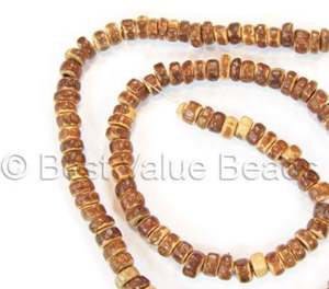 Pucalet 6x3mm Cuentas de madera redondas marrones naturales Sigid Vine Strand para la fabricación de joyas - Product Image 1