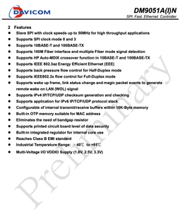 Davicom dm9051an 10/100 Mbps PHY SPI nhanh Ethernet điều khiển IC - Product Image 3