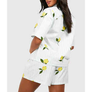 ชุดนอนผู้หญิงแบบ 2 ชิ้น แขนสั้น ติดกระดุม ผ้าระบายอากาศ ชุดนอนและชุดลำลอง OEM - Product Image 6