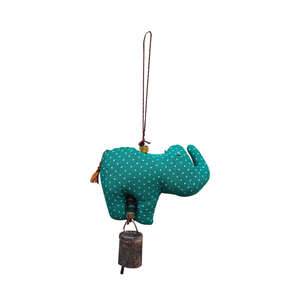 Handmade Bohemian <b>Elephant</b> Hanging Ornament Recycled Cotton Fabric with Beads Bells for Home Wall Art Creative Diwali Style - Product Image 3