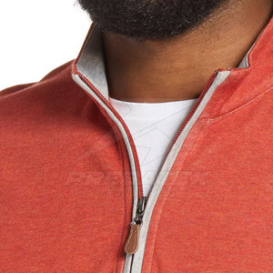 Pull d'hiver décontracté respirant à col montant et fermeture éclair quart, en tissu mélangé de coton, confortable, de haute qualité, coupe ajustée, vente en gros - Product Image 5