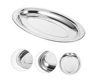 Wholesale Stainless Steel Oval Tray, Oval Fish Dish, Stainless Steel Fish Plate, Metal Food Serving Tray for Steaming
