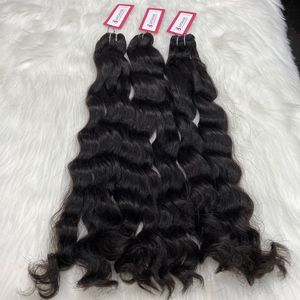 Envío listo Natural ondulado crudo virgen cutícula alineada cabello producto caliente mechones de cabello humano chino extensiones de Clip negro Natural - Product Image 1