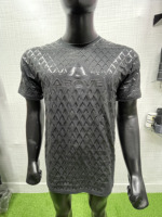 T-shirt de musculation personnalisé avec logo antidérapant, coupe ajustée, impression en relief en caoutchouc, jersey modal/coton 220 grammes