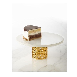 Hot Selling Eco-Friendly CE Certified Fancy Decorative Metal Leaf Design Egate <b>Marble</b> Top <b>Cake</b> <b>Stand</b> - Product Image 4