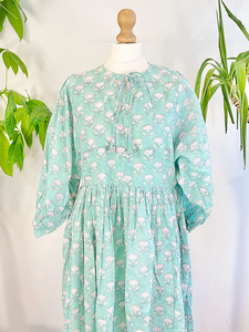 Vestido largo de algodón puro con estampado de bloques indios, patrón Vintage sólido Floral, terroso, elegante, Digital, cómodo, lavable, ecológico - Product Image 4