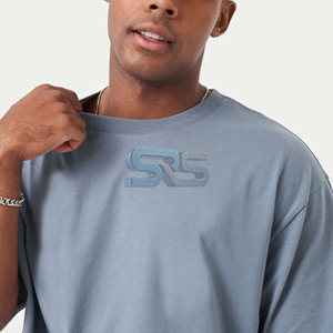 Camiseta estampada holgada de Algodón 100% con logotipo personalizado para hombre, camiseta cuadrada de gran tamaño de peso pesado con hombro caído - Product Image 6