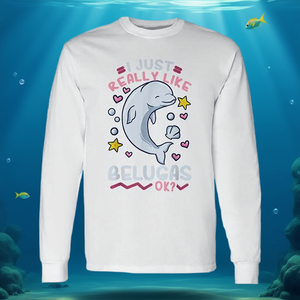 Camiseta de manga larga con diseño de ballena Beluga, diseño unisex para adultos - Product Image 3