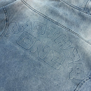 OEM DENIM Veste jean homme personnalisée Veste jean zippée surdimensionnée personnalisée avec capuche - Product Image 2