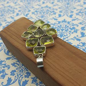 สร้อยคอผู้หญิงทำด้วยมือ925เงินสเตอร์ลิงพร้อมจี้พลอยโทแพซมะนาวเหลี่ยมเพชรพลอยชุดฝาของขวัญเครื่องประดับอินเดีย - Product Image 3