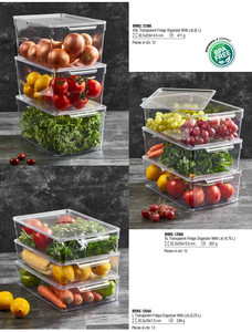 Transparent Modern Multifunction <b>Fridge</b> Organizer Set Lids 6L 3.25L Durable <b>Storage</b> Bins Kitchen Refrigerator Acrylic Plastic - Product Image 3