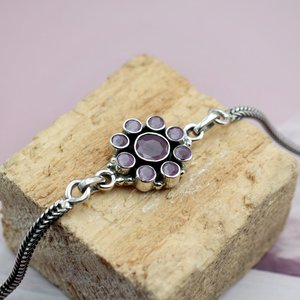 Pulsera de boda de piedras preciosas naturales de Plata de Ley 925, joyería ajustable de diseño Floral para su aniversario, conjuntos de joyería de moda - Product Image 1