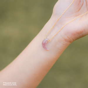 สร้อยคอพร้อมจี้สายอัญมณีควอตซ์ทรงพระจันทร์เสี้ยว - Product Image 1