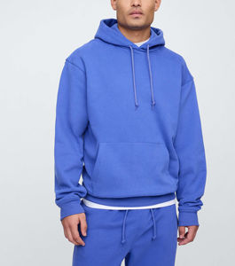 Ropa de calle de algodón 100% para hombre, logotipo serigrafiado personalizado, transpirable, de peso pesado, 500GSM, Sudadera con capucha, conjunto de pantalones, patrón sólido - Product Image 4