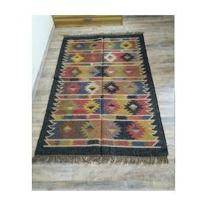 Tapis faits à la main en laine Jute Kilim Dhurrie tissés à la main bohème écologique laine Jute Kilim Runner réversible tissé à la main - Product Image 3