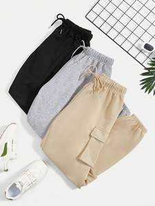 Men's Casual Customizable Pocket Sweatpants with Solid Drawstring Waist Fully Men's Pants & Trousers - Product Image 2