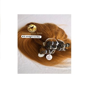 100% corte de máquina de trama doble suave sin procesar 22 ''#12 Color indio virgen Remy venta al por mayor cutícula alineada ondas de cabello humano - Product Image 1