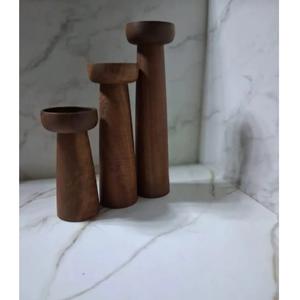 Porte-bougie en bois tourné à la main de grande qualité pour le salon, la table à manger et la décoration intérieure design, prix d'exportation - Product Image 1