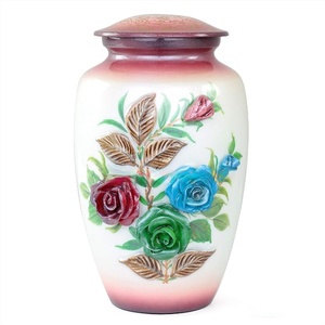 11" 3D Carved Decorative Flowers Aluminum Metal Cremation <b>Urns</b> for Human Ashes | Hand-Crafted <b>Large</b> <b>Urn</b> for Adult Cremation - Product Image 6