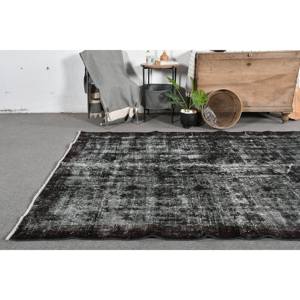 Tapis turc vintage 5.4 x 9.1ft, tissage plat classique, noir, blanc, patchwork, laine, latex, pour décoration de salon - Product Image 2