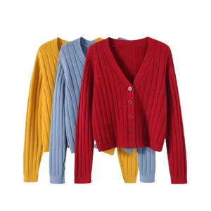 Pull en cachemire de haute qualité à col en V pour femmes, veste en tricot décontractée, respirant, séchage rapide, vêtements d'hiver, OEM personnalisé, manches longues - Product Image 3