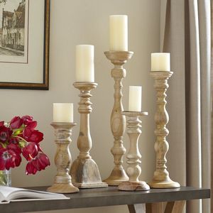 Long pillar wooden candle <b>stand</b> that brings elegance to any room <b>corner</b> or dining table during festive seasons - Product Image 5
