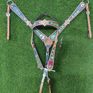 ที่คาดผมหนังพิมพ์ลายม้ากระสอบสำหรับนักขี่ม้าทำจากหนังดีไซน์ตามสั่งมีตะเข็บสำหรับผู้ขับขี่และม้า - Product Image 2