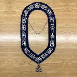 Servicio OEM, Collar de Cadena para Oficiales Grandes, Azul, Chapado en Oro con Pedrería sobre Terciopelo Azul - Product Image 3
