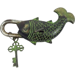Belle serrure fonctionnelle en laiton pour poisson 2.5 largeur avec 7 clés à collectionner Belles cadenas fonctionnels en laiton - Product Image 2