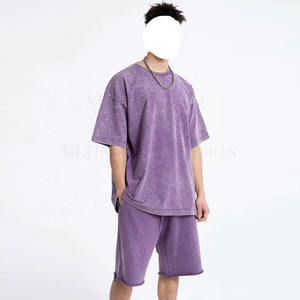 Nueva colección de verano, conjunto de pantalones cortos bordados de alta calidad Sun Fated, lavado ácido Vintage, logotipo personalizado, Camiseta de cuello redondo, conjuntos cortos - Product Image 2