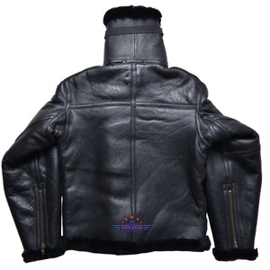Veste d'aviateur en cuir FiveStar pour homme, style 1940-41, très demandée, en peau de mouton noire, vintage, pour l'hiver - Product Image 6