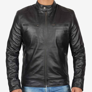 Customized Logo Printed Vintage Premium Quality <b>Men's</b> <b>Leather</b> <b>Jacket</b> with Stand Collar and Stylish Pocket Design <b>jacket</b> for <b>men</b> - Product Image 2