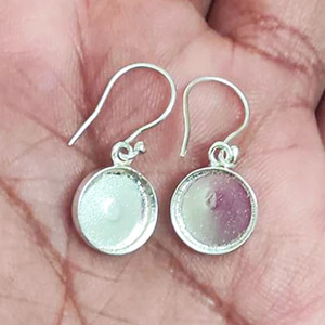 Bonne qualité composant montage bijoux réglage approvisionnement fabrication métal rond 4mm lunette 925 en argent Sterling tasse balancent boucle d'oreille - Product Image 5