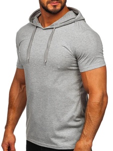 Custom Screen Logo High-Performance <b>Men's</b> Cotton <b>Short</b>-<b>Sleeve</b> <b>Hoodie</b> Shirt Breathable Soft Hood For Shuttle Runs - Product Image 4