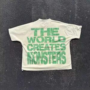 T-shirt col rond surdimensionné personnalisé pour hommes imprimé DTG imprimé Boxy court graphique 100% coton à manches courtes Streetwear - Product Image 2