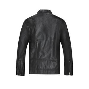 แจ็กเก็ตมอเตอร์ไซด์ผู้ชายหนัง PU สีดำมีซิปล้างสบายๆกันน้ำปรับแต่งได้ตามต้องการสำหรับฤดูหนาว - Product Image 2