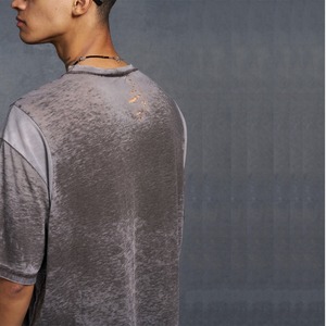 Dernière technique de lavage de pigments T-shirt vintage surdimensionné pour hommes en détresse T-shirt décontracté à col rond Hip Hop décontracté avec logo personnalisé - Product Image 4