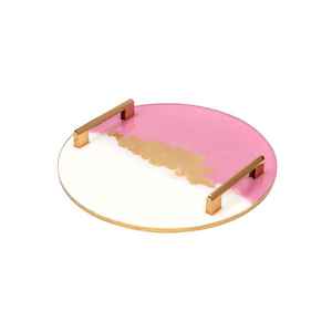 Vente chaude Gani Craft Impex Plateau de service en bois et résine plastique avec design arrondi et poignée en métal pour le service de décoration alimentaire - Product Image 4