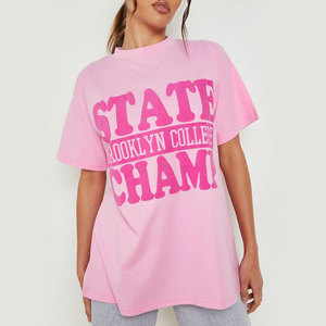 เสื้อยืดผู้หญิงไซส์ใหญ่ ผ้าโพลีเอสเตอร์/คอตตอน คุณภาพสูง รับผลิตตามแบบ พร้อมพิมพ์ลายพัฟฟ์ แบรนด์ของคุณเอง - Product Image 5