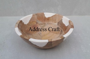 Cuencos para servir ensaladas hechos a mano, cuenco de madera decorativo de resina epoxi para servir aperitivos de frutas, decoración de Mesa para el hogar del Hotel - Product Image 5