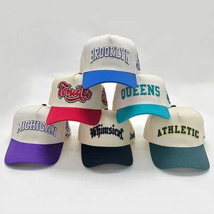 OEM Custom Logo <b>Embroidery</b> Two Tone Baseball Cap 5 Panel Structured Curved Brim a <b>Frame</b> Hat with Hand <b>Embroidery</b> Technique - Product Image 1
