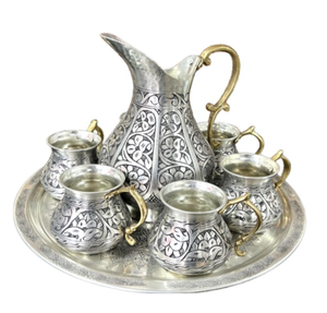 Carafe en cuivre pur avec couvercle et ensemble de verres en cuivre sculpté pour la cuisine à domicile - Product Image 2