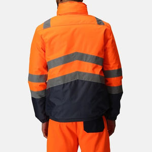 2024 Customizable Orange Safety Jacket Men High Quality Reflective Canvas <b>Work</b> Jacket Hooded <b>Stand</b> Winter High-Visibility - Product Image 4