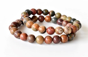 Premium Natural Quality Multi Picasso Jasper Hand Polished 8mm Round <b>Healing</b> <b>Bracelet</b> for Meditation Jewelry - Product Image 3