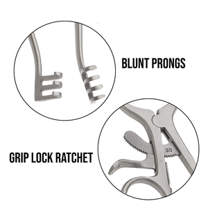 Weitlaner-Écarteur manuel de 16cm en acier inoxydable, à 2 griffes, avec griffes émoussées, ensemble d'instruments médicaux auto-retenus - Product Image 5