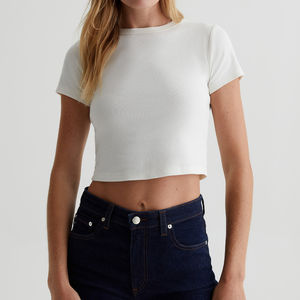 เสื้อยืดริบเจอร์ซี่สำหรับเด็กทารกเสื้อครอปผ้าฝ้าย100% สั่งทำปักลายฤดูร้อน - Product Image 1