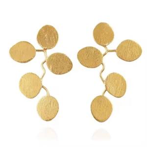 Floral Design Brass Perforated Modern Polished Handcrafted Lightweight Ethnic <b>Dangle</b> Model <b>Earrings</b> for Women - Product Image 6