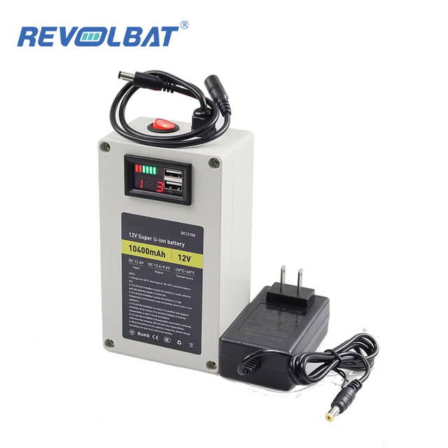 Revolbat 12V Home Appliance Battery Pack Portable Rechargeable DC1210A Lithium Ion LED Light 10A/20A/30A/40A Options USB