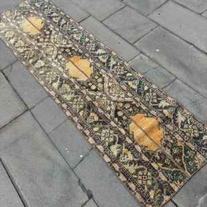 Alfombra Vintage, Alfombra Turca de 1.9x7 pies, Alfombra de Lana con Rayas Azules - Product Image 4