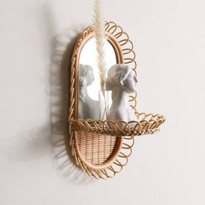 แฮนด์เมดที่มีคุณภาพสูงราคาถูกหวายกรอบกระจกชั้นตกแต่งผนัง - Product Image 6